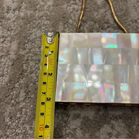 Vintage 1950’s Mother Of Pearl Brass Cosmetic Comb Lipstick Compact Case Purse - Picture 11 of 13